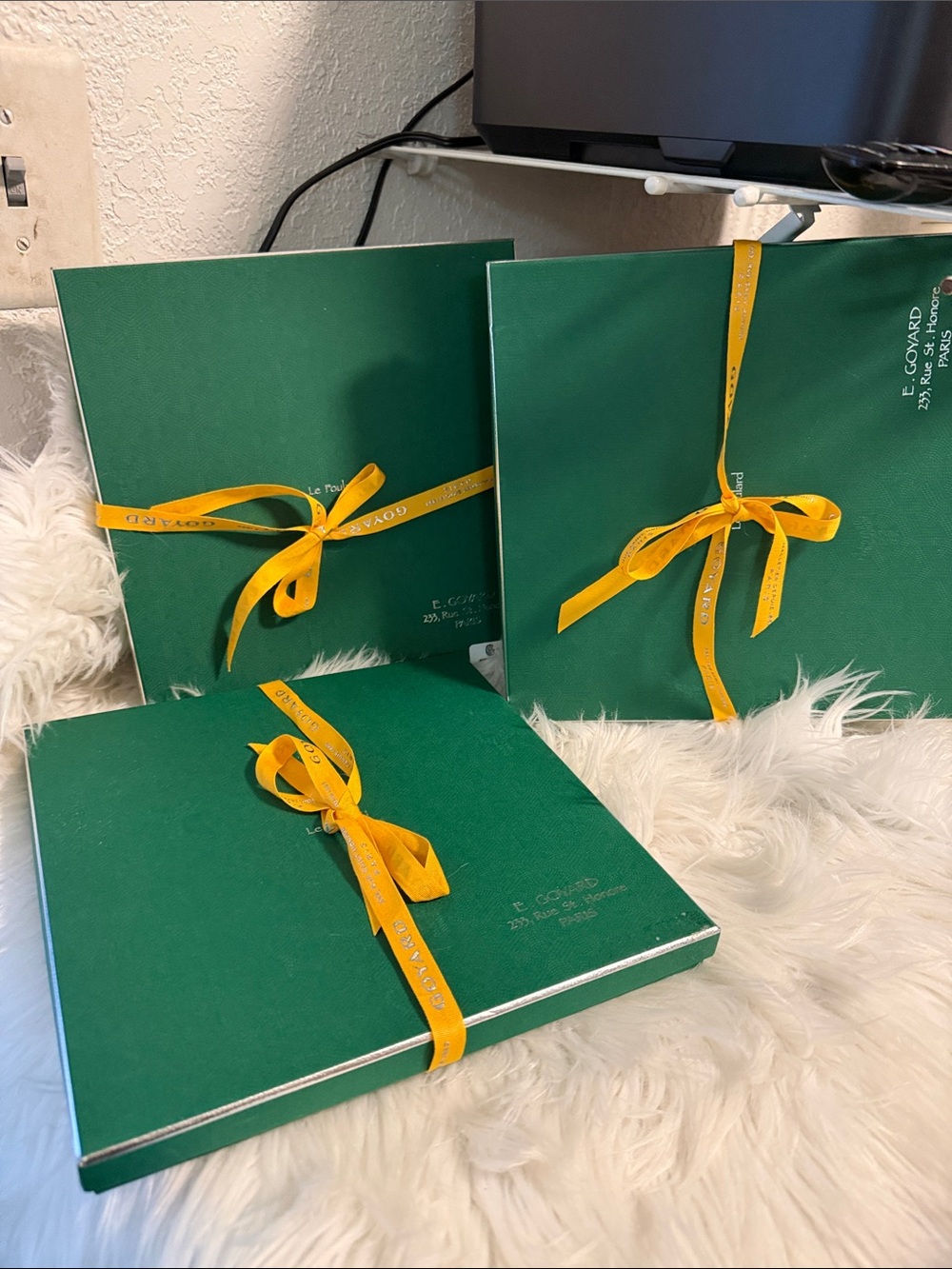 3 Goyard boxes Green Gift Box with Yellow Ribbon - Set of 3